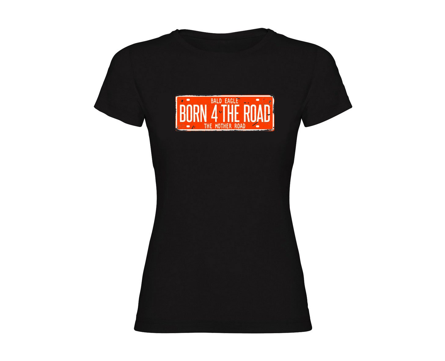 BORN 4 THE ROAD Camiseta negra mujer